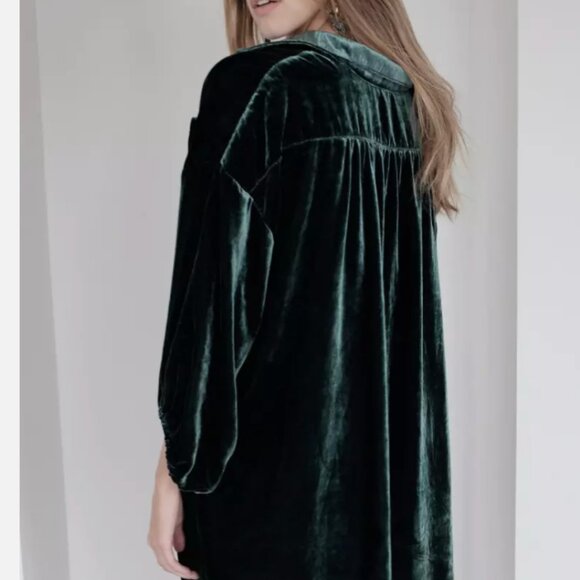 FREE PEOPLE LUX VELVET SHIRT DRESS - Picture 2 of 6
